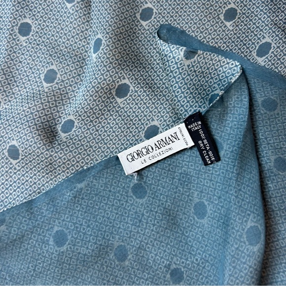 Armani Blue Pattern Silk Scarf - Picture 8 of 8